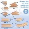 Wooden Train Tracks 24 Piece Set, Track Expansion and 9 Distinct Pieces - 100% Compatible with All Major Brands Including Thomas Wooden Railway System view 2