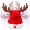 SdeNow Interactive Dancing Musical Santa Hats with Swinging Reindeer Antlers, Funny Electric Singing Christmas Hat for Party Decor Adults and Kids view 1