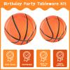 170Pcs Basketball Party Supplies Basketball Birthday Decorations Paper Plates Napkins Tablecloth Banner Cups Disposable Tableware Set for Boys Kids Birthday Party Decorations Serves 24 view 3