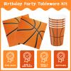 170Pcs Basketball Party Supplies Basketball Birthday Decorations Paper Plates Napkins Tablecloth Banner Cups Disposable Tableware Set for Boys Kids Birthday Party Decorations Serves 24 view 4
