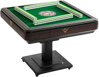 KIMOHOME Automatic Mahjong Table Foldable 44mm Tiles with Wheel with 2 Sets of Numbered Tiles (Blue & Green) Suitable for 152 Tiles Chinese, Filipino and American Style Mah Jong