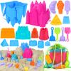 FUSPWEAO Beach Toys Sand Toys for Kids, Sand Castle Toys for Beach with 2 Castle Bucket and Mesh Bag, Sand Molds, Shovels and Rakes, Sandbox Toys for Toddlers, Travel Beach Toys for Kids 3-10 view 1