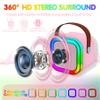Mini Karaoke Machine,Portable Bluetooth Speaker with 2 Wireless Microphone for Kids Adults with Led Lights,Christmas Birthday Gifts for Girls Ages 4-12 Years Old Support USB/TF/AUX for Home Partypink view 3