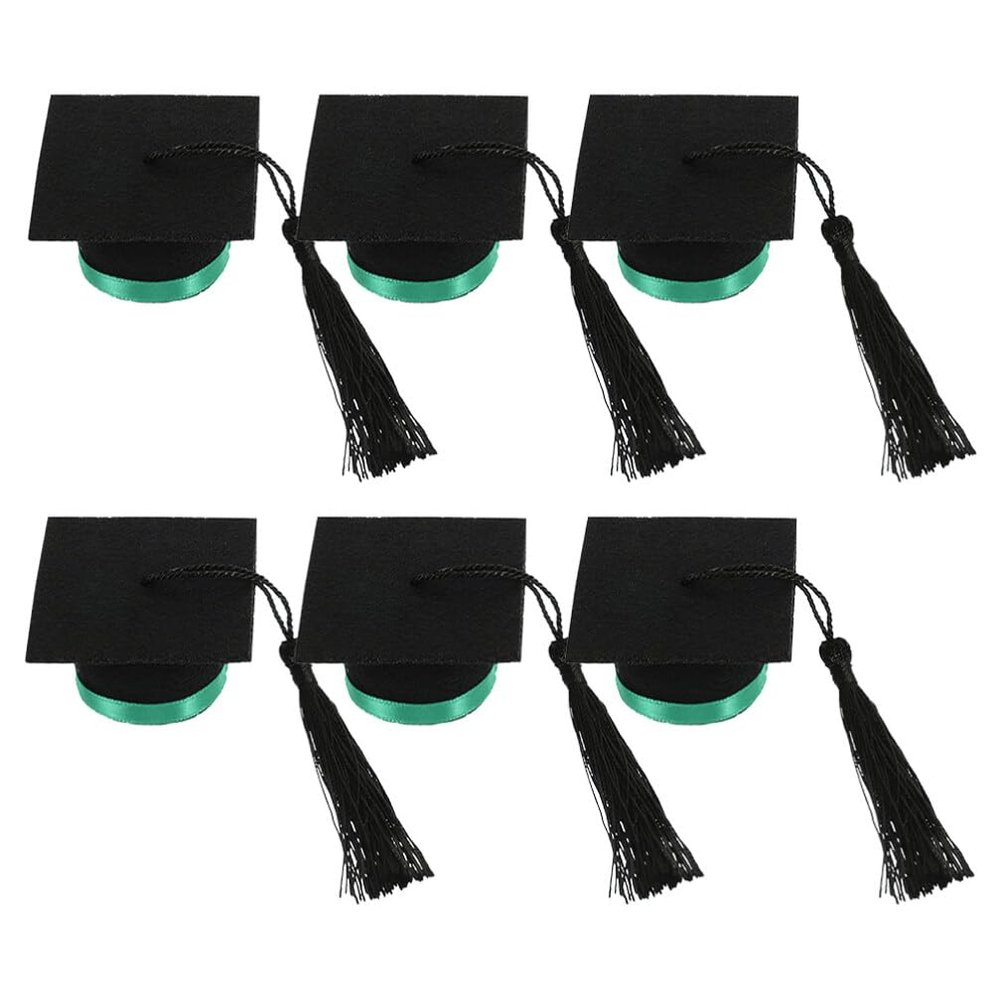 Alipis 6pcs Mini Graduation Hat Bottle Toppers Felt Wine Bottle Caps Tassels for Parties and Celebrations Creative Graduation Decor for Beer Wine