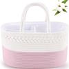 kamuavni Cotton Rope Diaper Caddy Organizer, Nursery Storage Bin and Car Organizer for Diapers and Baby Wipes,Changing Table Baby Diaper Storage For Baby Shower & New Mums view 1