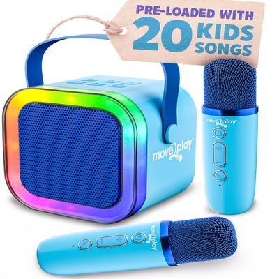 Move2Play, Karaoke Machine for Kids | Includes 20+ Kid Songs | 2 Microphones | Connect with Bluetooth | 3, 4, 5, 6, 7+ Year Old Gift | Toy for Girls, Boys, & Toddler | Birthday Present