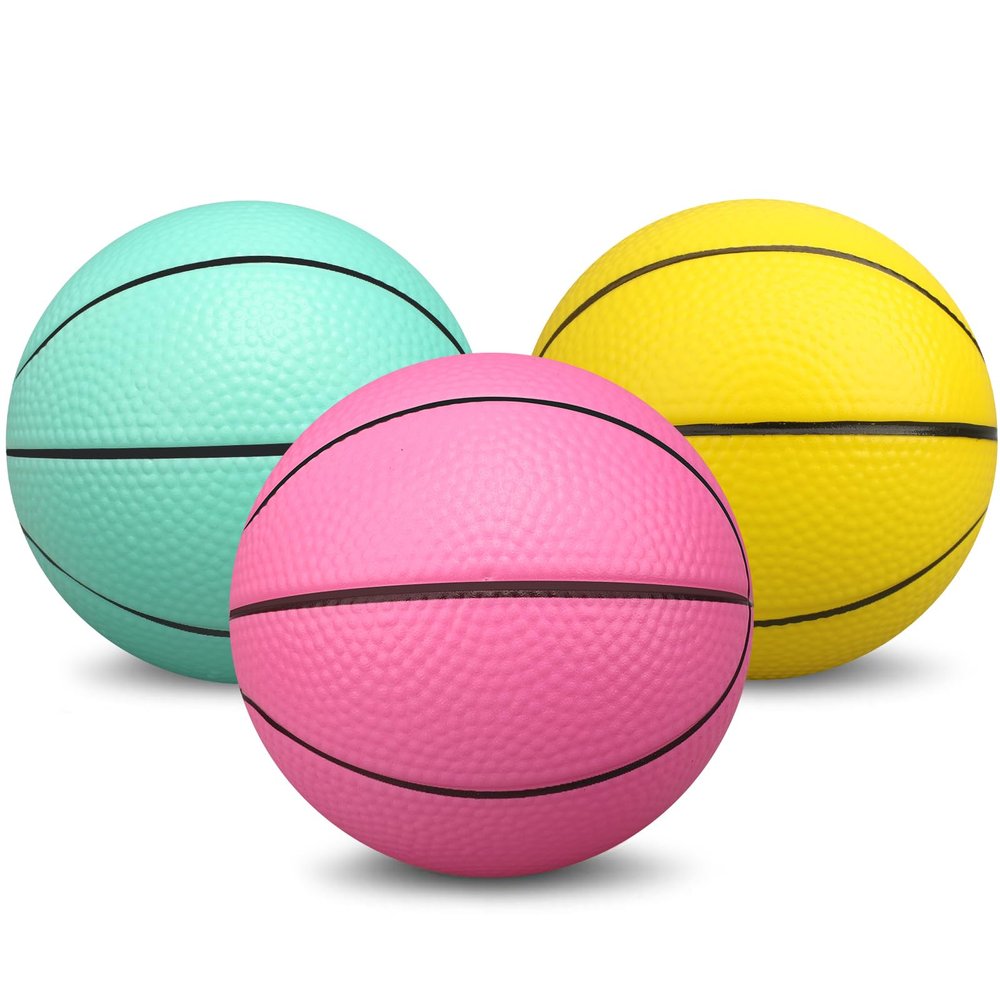 5" Mini Foam Basketballs for Mini & Over The Door Hoops, 3 Pack Replacement Balls for Kids Toddler Beach Indoor Outdoor Sport Game Gift Set (Pink)