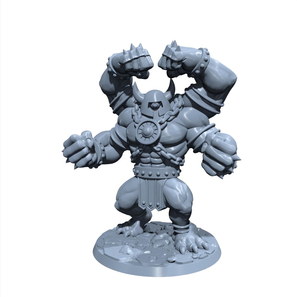 ToysCentral Basics Gorthal, The Unchained | Ogre General | Giant King Miniature for Tabletop Games Like D&D and War Gaming| Dungeons and Dragons Mini | RN estudio Stone Base, Gray