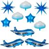 10 Pcs Large Airplane Party Balloons Set, Airplane Themed Foil Mylar Balloons for Baby Shower Toys Themed Party Birthday Decoration Supplies(Blue) view 1