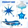 10 Pcs Large Airplane Party Balloons Set, Airplane Themed Foil Mylar Balloons for Baby Shower Toys Themed Party Birthday Decoration Supplies(Blue) view 2