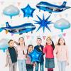 10 Pcs Large Airplane Party Balloons Set, Airplane Themed Foil Mylar Balloons for Baby Shower Toys Themed Party Birthday Decoration Supplies(Blue) view 3