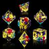 AUSTOR 7-Die DND Dice Set Handmade Sharp Edge Dice Resin Polyhedral Dice for Dungeons and Dragons RPG MTG Table GamesYellow Leaf view 3