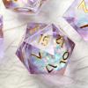 Lilac Liquid Core DND Sharp Dice,DNDND 7PCS Glitter Sparkle Sharp Edge D&D Dice with Gift Case for Dungeons and Dragon Game (Lilac) view 2