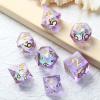 Lilac Liquid Core DND Sharp Dice,DNDND 7PCS Glitter Sparkle Sharp Edge D&D Dice with Gift Case for Dungeons and Dragon Game (Lilac) view 3