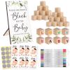 115 PCS Shower Games Sign Set - Baby Shower Blocks to Decorate Shower Activitie Sign DIY Blank Wooden Block, Including Decorate a Block Game Sign 50 DIY Blank Wooden Block 24 Acrylic Paint Marker view 1