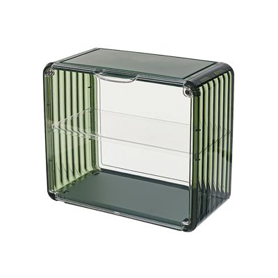 XHTLLO Figure Display Case, Clear Acrylic Figure Display Box, Dustproof Damp Proof Collectibles Case with Magnetic Door, Detachable Partition, Stackable for Action Figures, Collectibles(Green)