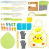 WOTPCRD 25Pcs Kids Kitchen Knife Set, Safe Kids Kitchen Cutter Set, Montessori Kitchen Tools with Cutters Potato Chipper Peeler Oversleeves Bear Sandwich Mould Chopping Bboard Gloves Apron Fruits view 1