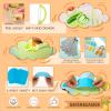 WOTPCRD 25Pcs Kids Kitchen Knife Set, Safe Kids Kitchen Cutter Set, Montessori Kitchen Tools with Cutters Potato Chipper Peeler Oversleeves Bear Sandwich Mould Chopping Bboard Gloves Apron Fruits view 4
