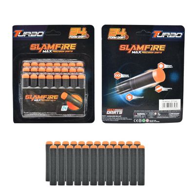 Fast Pioneer Soft Bullets 24 Pack, Slamfire Max Foam, Compatible with Toy Gun Blasters, Soft Eva Bullet Heads, Black