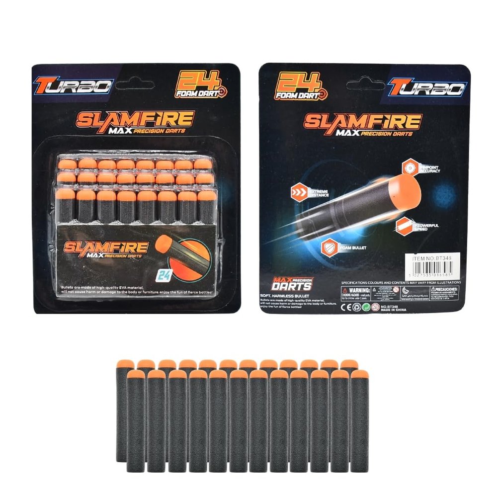 Fast Pioneer Soft Bullets 24 Pack, Slamfire Max Foam, Compatible with Toy Gun Blasters, Soft Eva Bullet Heads, Black