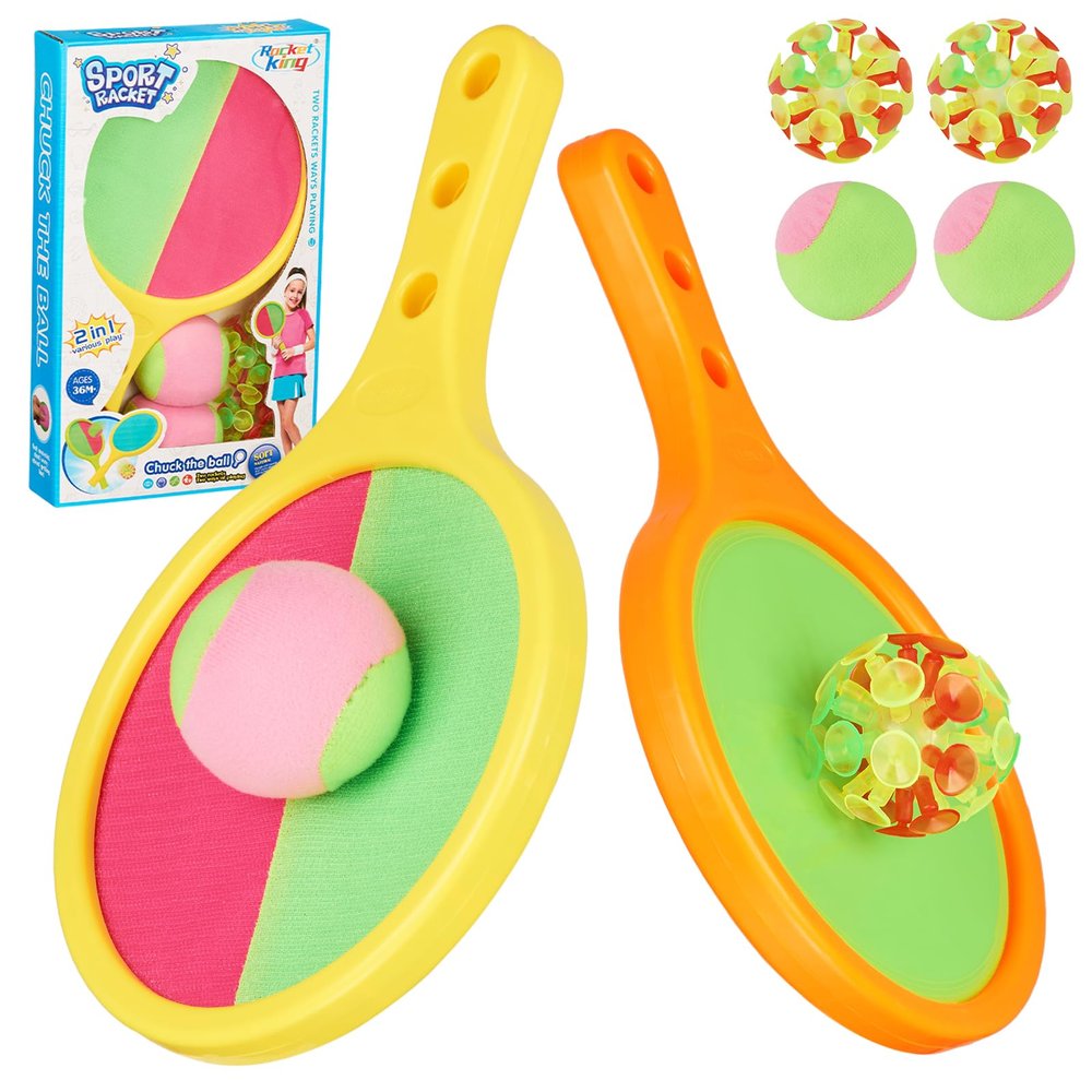 BSROBOTIC Toss and Catch Game Ball Set - 2024 Upgrade Handheld Sticky & Suction Rackets Ball and Catch Game with 2 Sticky & Suction Ball, Enjoy Summer Yard Lawn Sand Beach Toys for Kids Age 3-5 4-8