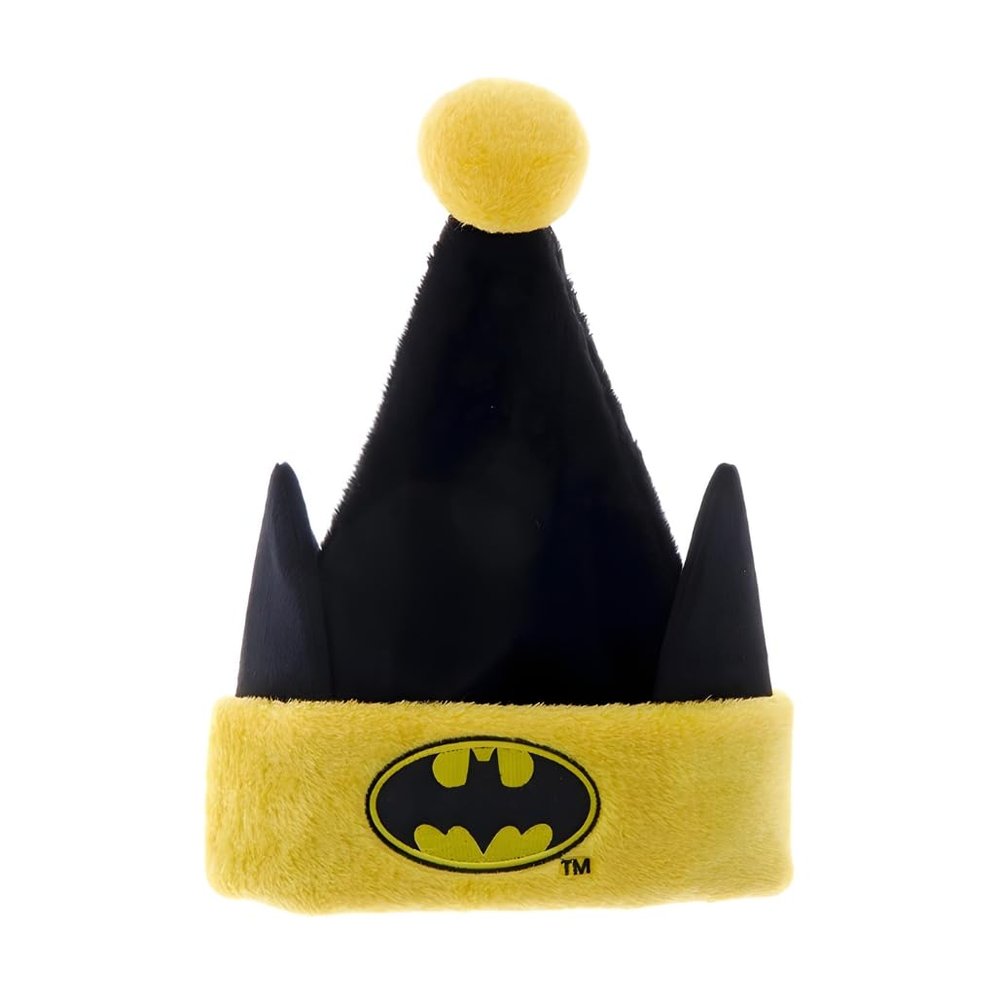 Kurt Adler DC Comics Batman Santa Hat with Bat Ears, One Size, Black and Yellow, 100% Polyester, BM7241