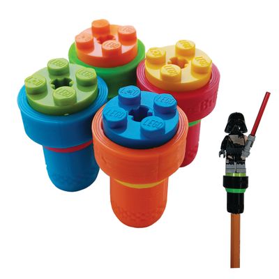 Minifigure Accessory Set, Pencil Toppers with Storage Tube, Assorted Colors