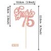 12 PCS Cheers to 75 Centerpiece Sticks Double Sided Glitter Happy 75th Birthday Centerpieces Number 75 Flower Centerpiece for 75th Birthday Party Decorations Table Centerpieces Supplies Rose Gold view 2