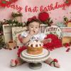 Berry First Birthday Banner,Strawberry 1st Birthday Decorations Glitter Strawberry Banner for Girls Sweet One Party Supplies,Baby Shower (red) view 2
