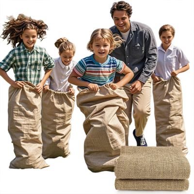MAQIHAN Potato Sack Race Bags, 2 Pack Burlap Sacks for Kids and Adults