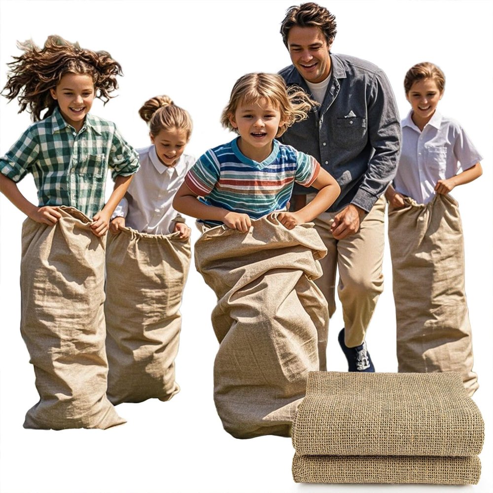MAQIHAN Potato Sack Race Bags, 2 Pack Burlap Sacks for Kids and Adults