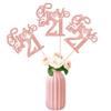 12 PCS Cheers to 21 Centerpiece Sticks Double Sided Glitter Happy 21st Birthday Centerpieces Number 21 Flower Centerpiece for 21st Birthday Party Decorations Table Centerpieces Supplies Rose Gold view 1