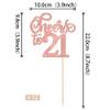 12 PCS Cheers to 21 Centerpiece Sticks Double Sided Glitter Happy 21st Birthday Centerpieces Number 21 Flower Centerpiece for 21st Birthday Party Decorations Table Centerpieces Supplies Rose Gold view 2