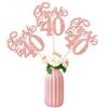 12 PCS Cheers to 40 Double Sided Glitter Happy 40th Birthday Centerpiece Sticks - Number 40 Flower Centerpieces for Party Decorations Table Supplies - Rose Gold view 1