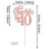 12 PCS Cheers to 40 Double Sided Glitter Happy 40th Birthday Centerpiece Sticks - Number 40 Flower Centerpieces for Party Decorations Table Supplies - Rose Gold view 2