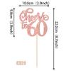12PCs Cheers to 60 Double Sided Glitter Happy 60th Birthday Number 60 Flower Centerpiece for 60th Party Table Centerpiece Supplies Rose Gold view 2