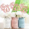 12PCs Cheers to 60 Double Sided Glitter Happy 60th Birthday Number 60 Flower Centerpiece for 60th Party Table Centerpiece Supplies Rose Gold view 3