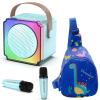 Mini Karaoke Machine, Portable Karaoke Machine with 2 Wireless Microphones, Gifts for Kids, Adults, Girls Boys Birthday Easter Toys, Age 3-12+ Year Olds, Bluetooth Speaker, 1 Bag, for Party (Blue) view 1