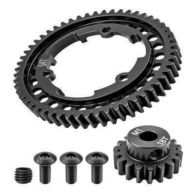 54T Spur Gear 1 Mod18T Motor Pinion Gear Fit for Traxxas 1/5 X-Maxx 1/7 XO-1 1/10 Maxx/E-Revo 2.0 VXL Replace #6449, Hardened Steel