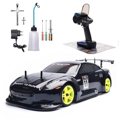 BINGXMF Nitro RC Cars 1/10 Two Speed Nitro Gas Power Car for Adults - Fast Drift 4WD 80KM/H Metal Chassis Gas Off Road Short Course Truck (Black)
