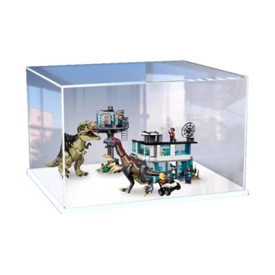 Acrylic Display Case for Lego76949 Behemoth Dragon and Scythe Dragon Building Blocks Box Compatible LegoModel Gift Storage Display (Model not Included) (White Base)