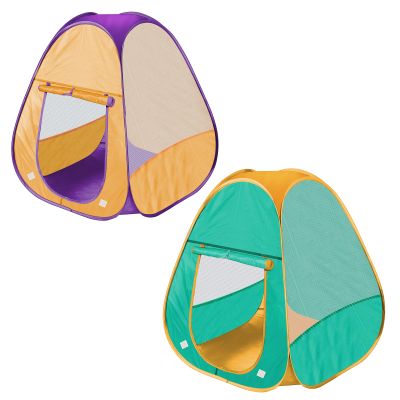 2 Pcs Kids Play Tent Pop Up Tent for Girls and BoysAutomatic Setup and Foldable Playhouse Castle Toys Outdoor and IndoorGreen+Orange