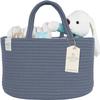 KiddyCare Diaper Caddy Organizer for Baby Nursery Basket with Handle Lid | Nursing bag with Changing Table Organizer Cart | Newborn Caddy | Blue PTRN X-Large view 1