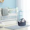 KiddyCare Diaper Caddy Organizer for Baby Nursery Basket with Handle Lid | Nursing bag with Changing Table Organizer Cart | Newborn Caddy | Blue PTRN X-Large view 4