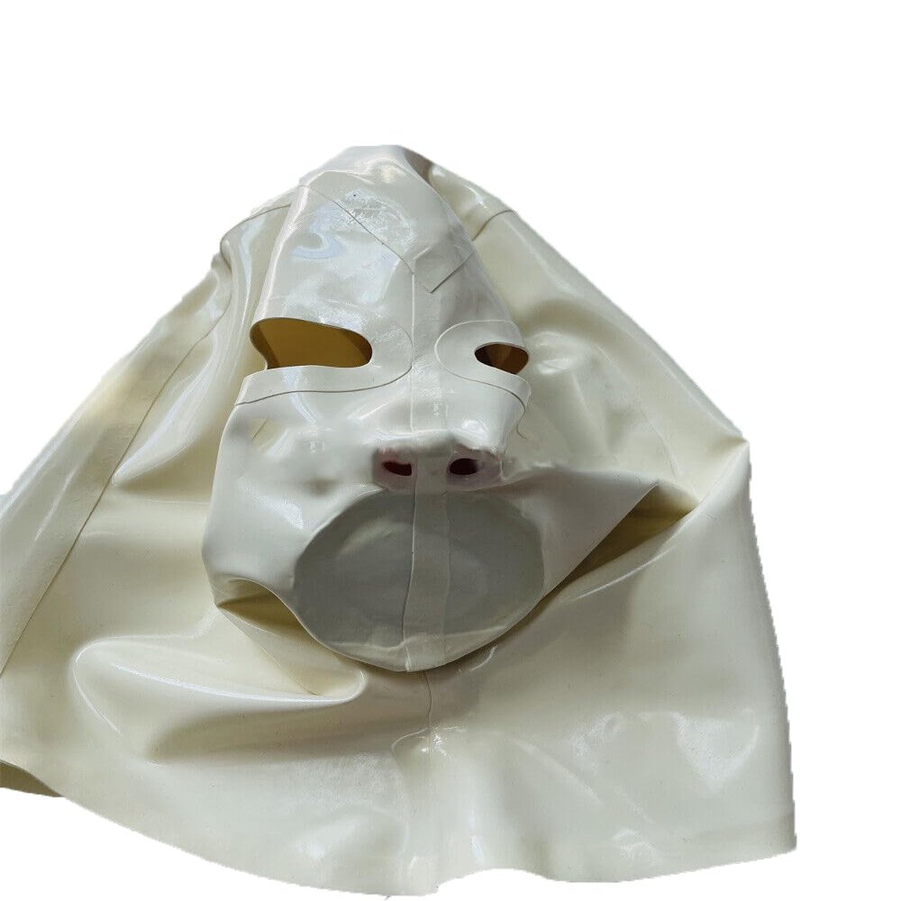 AiCc stylists Latex Mask Rubber Hood Inner Sheath 15cm Long Nose Tube Party Mask SM Mask (S), Small, White