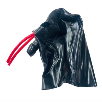 AiCc stylists Latex Full Cover Mask 15cm Long Nose Tube Mouth Sheath Tube Inside Breath Tube Suffocating Suit (XXL), XX-Large, Black