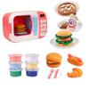Microwave Toys Kitchen Play Set with Light Sound,Kids Pretend Play Electronic Oven with Play Food and 6 Color DIY Play-Dough for Children Ages 3+ Years (Pink) view 2
