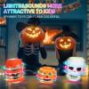 DERAYEE Halloween Basket Stuffers for Kids, 3PCS LED Pumpkin Skull Light Up Spinning Tops Halloween Spinning Toys Gifts for Halloween Party Favors Goodie Bag Fillers Classroom Rewards view 4