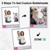 Custom Bobblehead Anniversary Gifts for Couples, Personalized Handmade Clay Figurine Crafted by Photo, 2 Person Fully Customizable Clay Figurine for Wedding Cake Topper Engagement Gift E view 4
