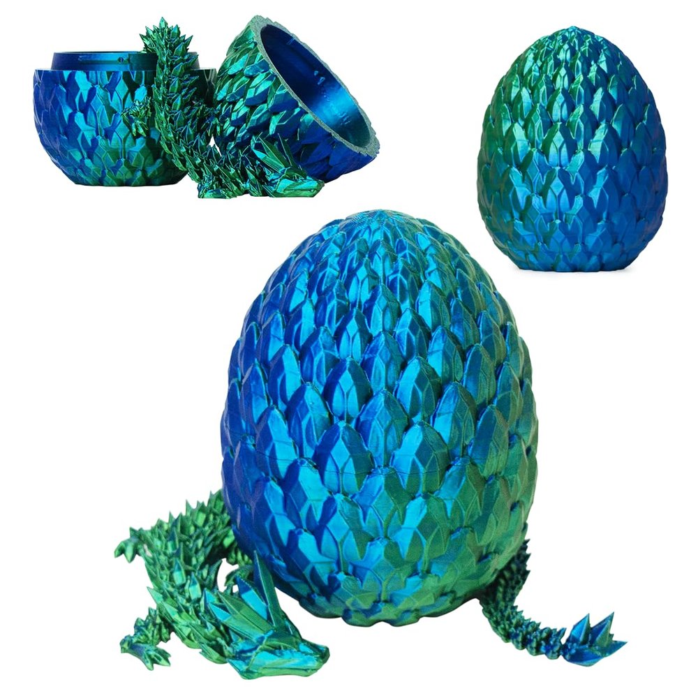 3D Printed Dragon Egg,Fidget Toy for Birthday, Executive Desk Toys for Adults and Kids(Blue Green)